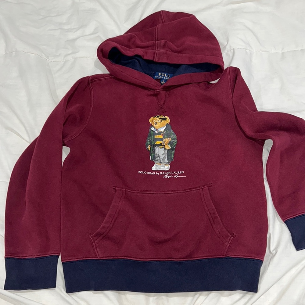 Polo Bear Ralph Lauren Boys sz M (10-12) Burgundy